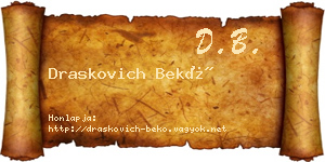 Draskovich Bekő névjegykártya